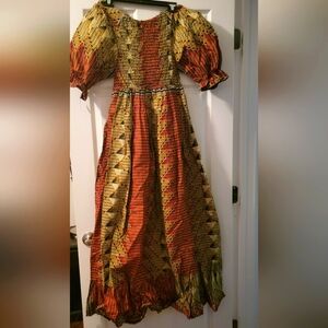 Gold and Brown Ankara dress ( Shoulder drop)